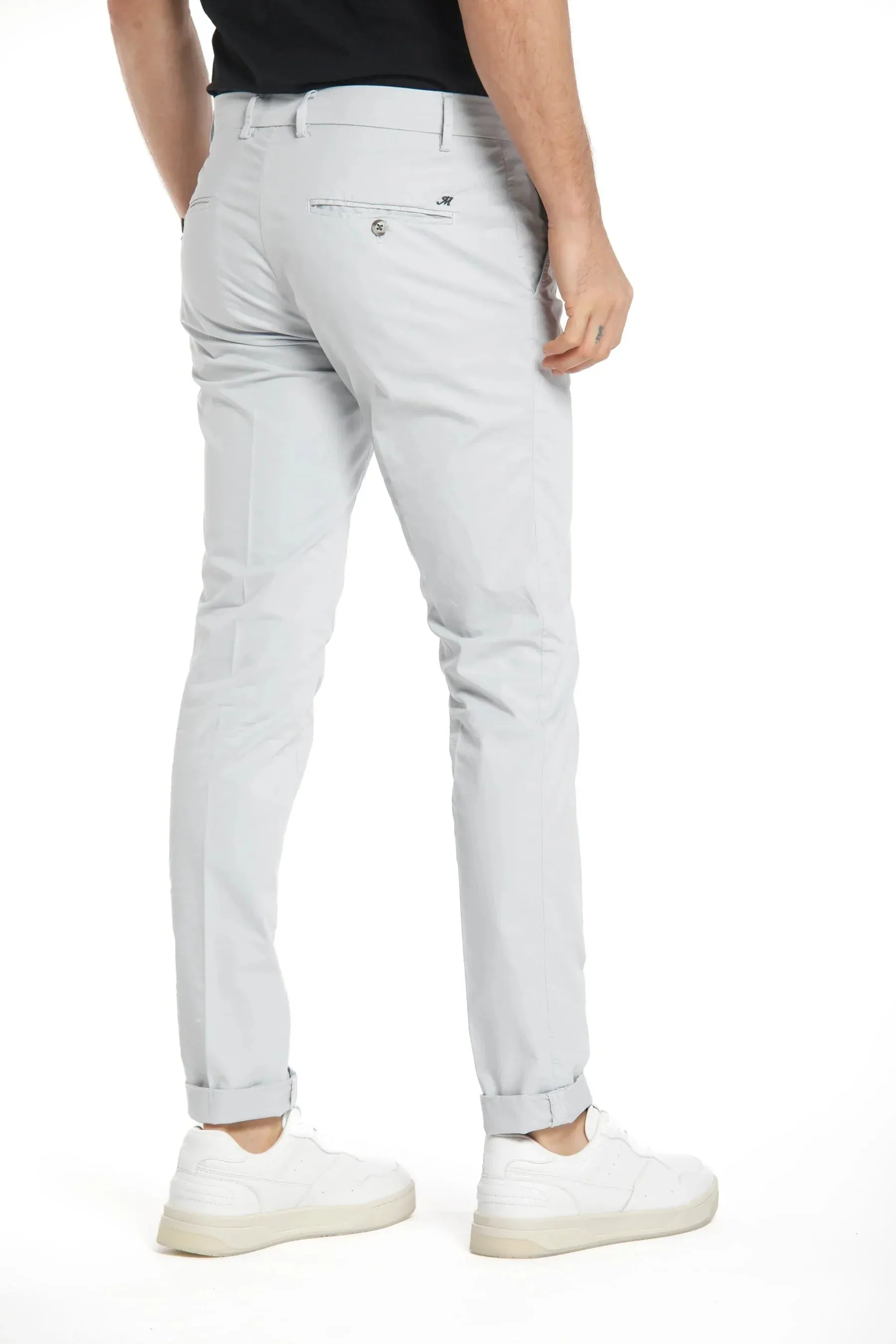 Light Gray Chino Gaberdine Stretch Slim Fit Pants - Mason's