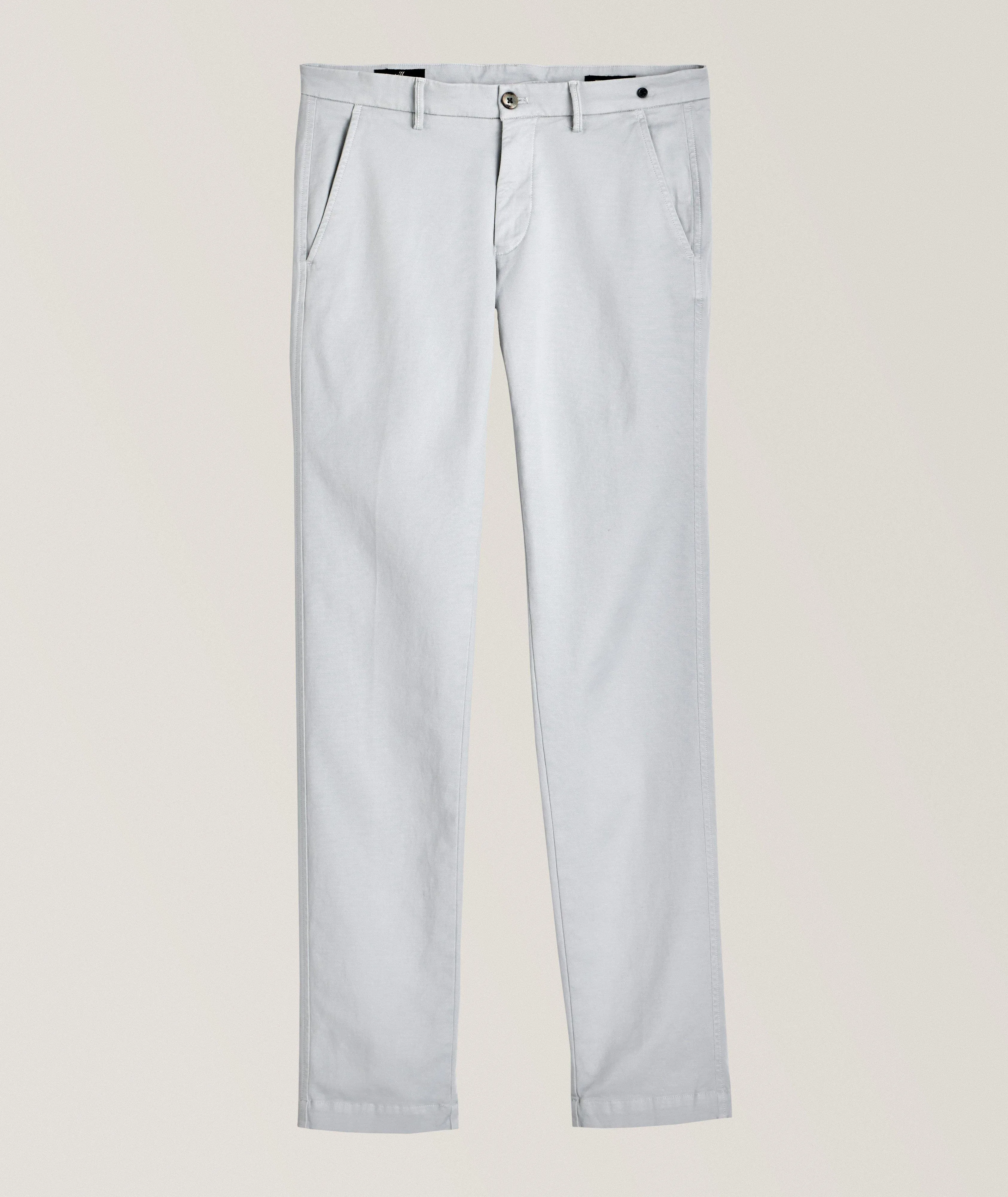 Light Gray Chino Gaberdine Stretch Slim Fit Pants - Mason's