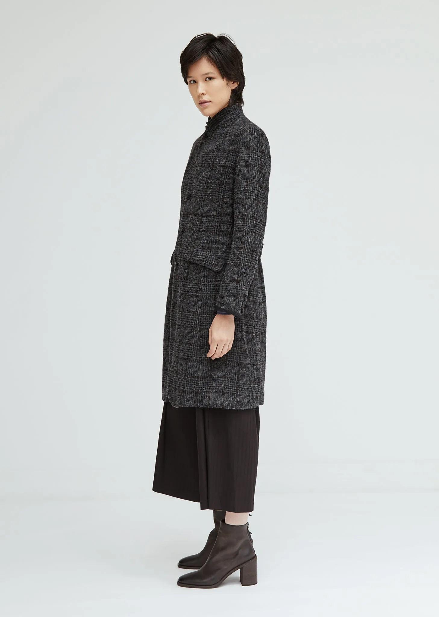 Linen Wool Checked Coat