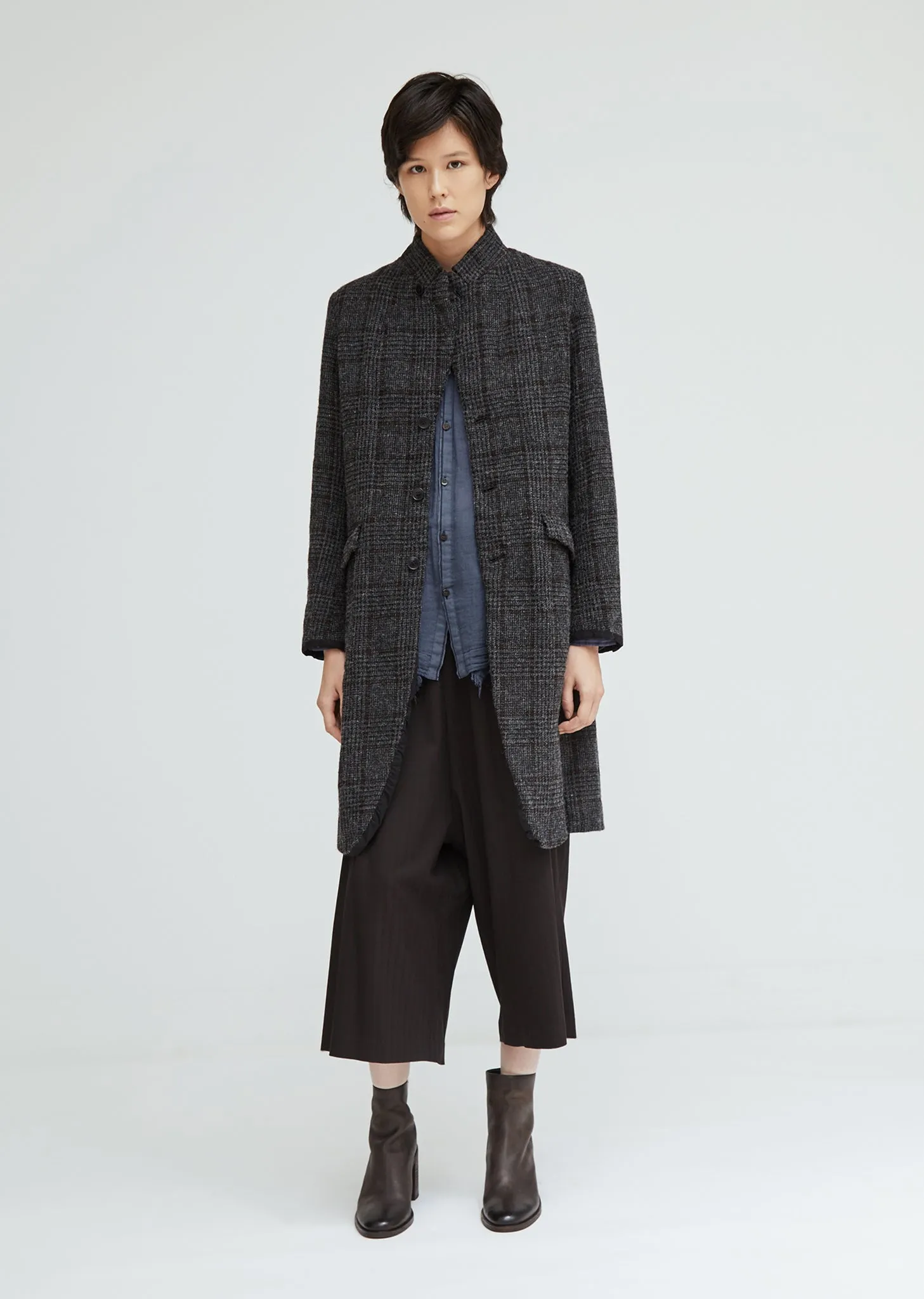 Linen Wool Checked Coat