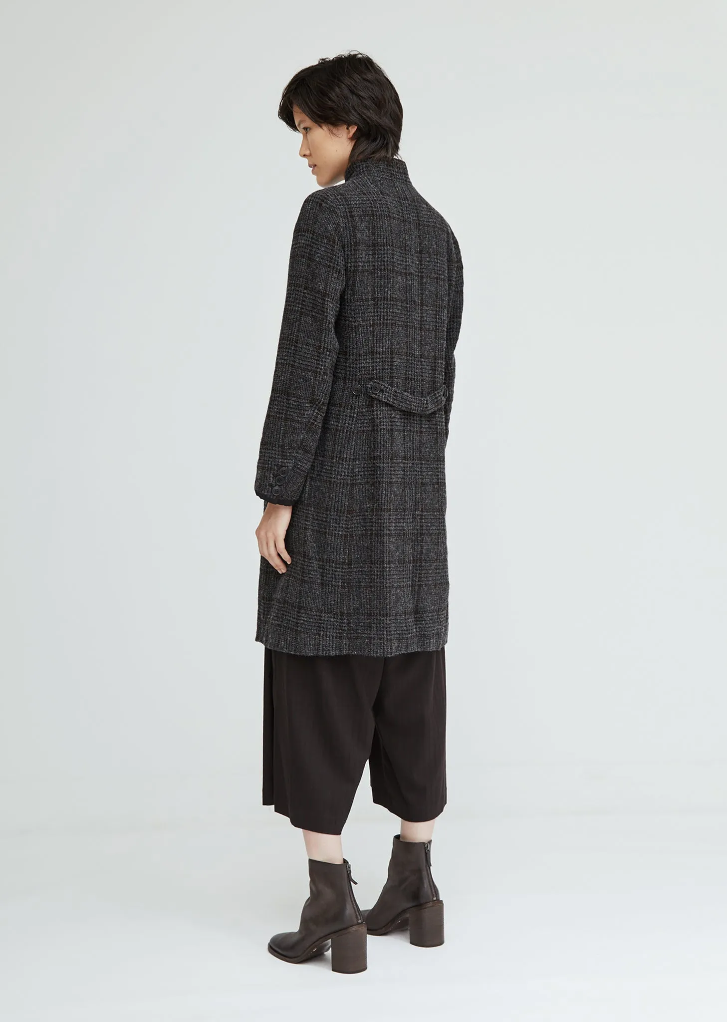 Linen Wool Checked Coat