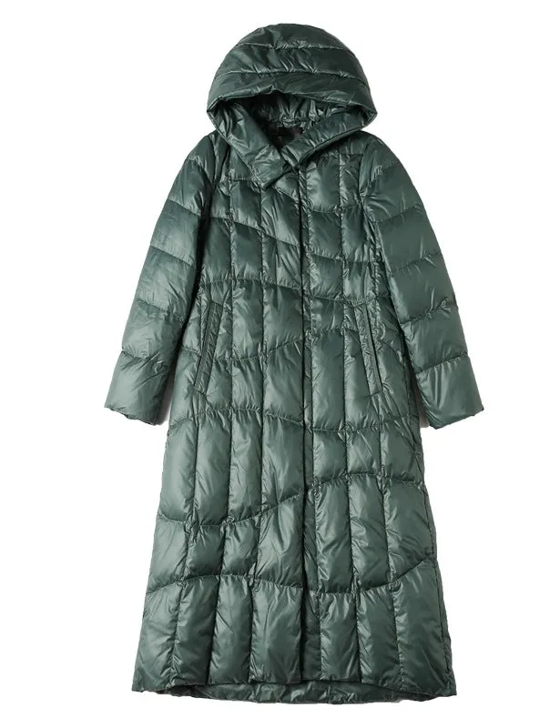 Long Padded Hooded Down Jacket