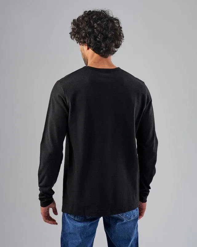 LONG SLEEVE SLIM T-SHIRT  - BLACK