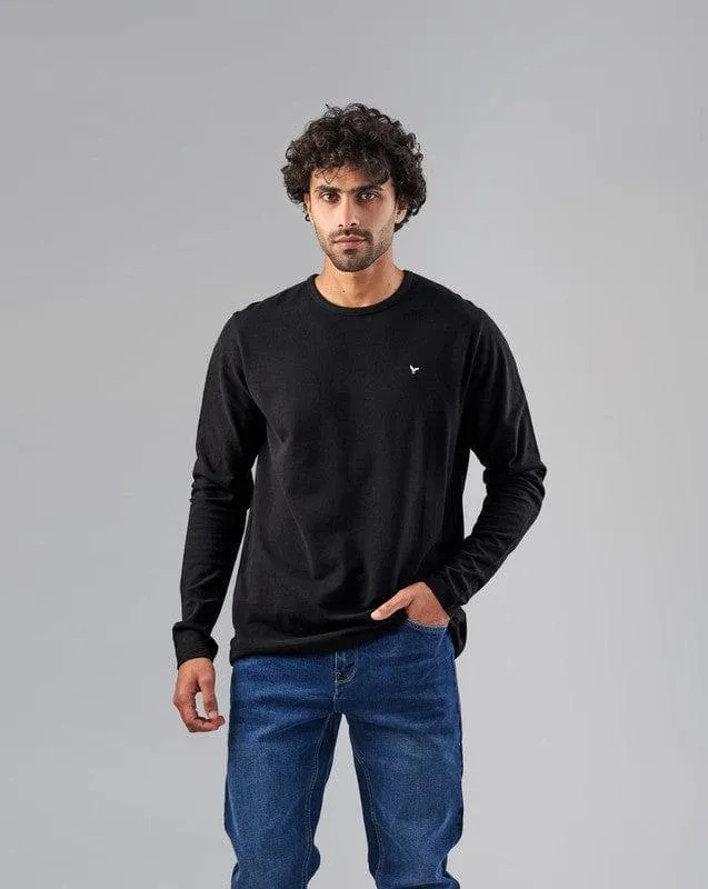 LONG SLEEVE SLIM T-SHIRT  - BLACK