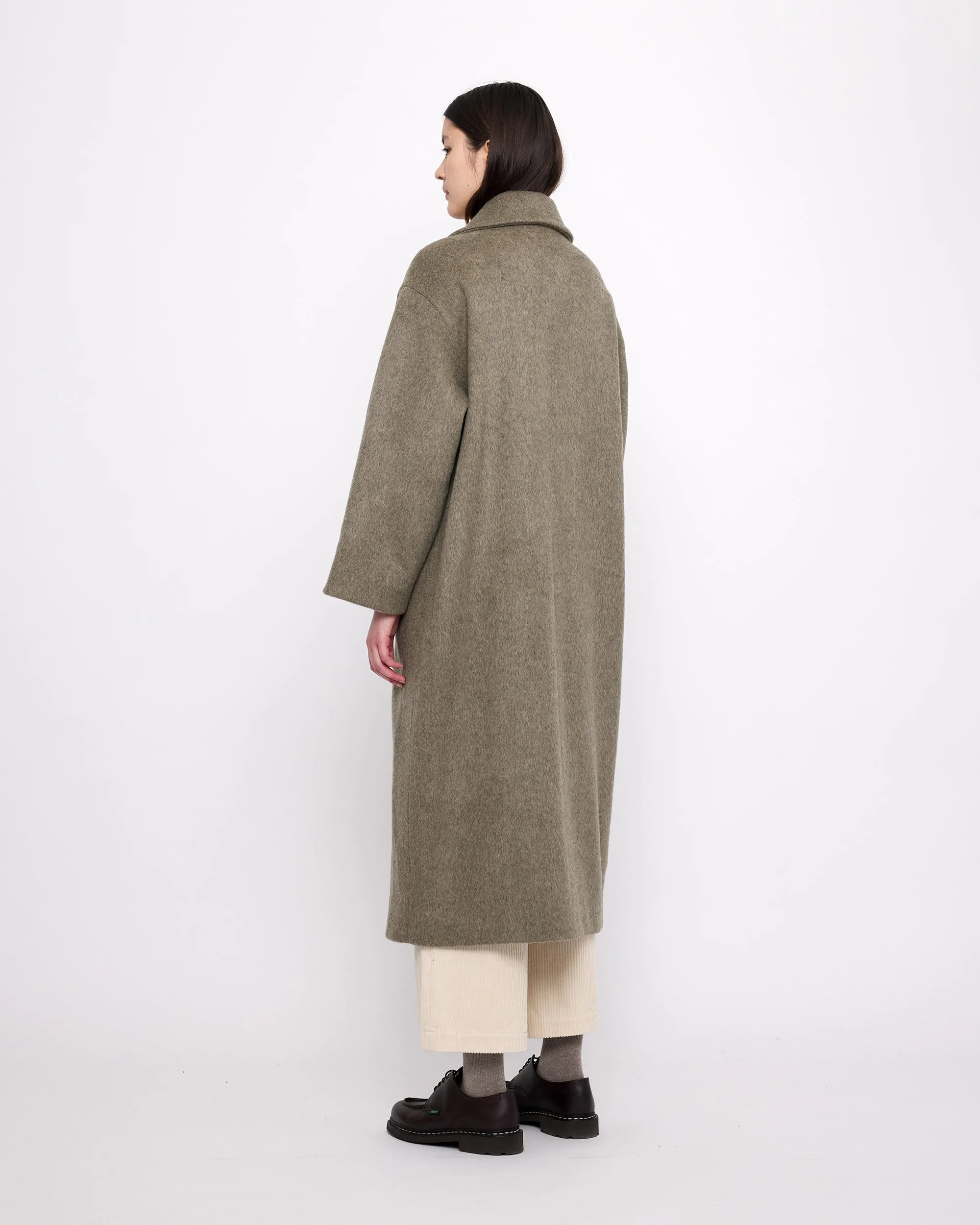 Long Wool Peacoat - FW24 - Olive Gray