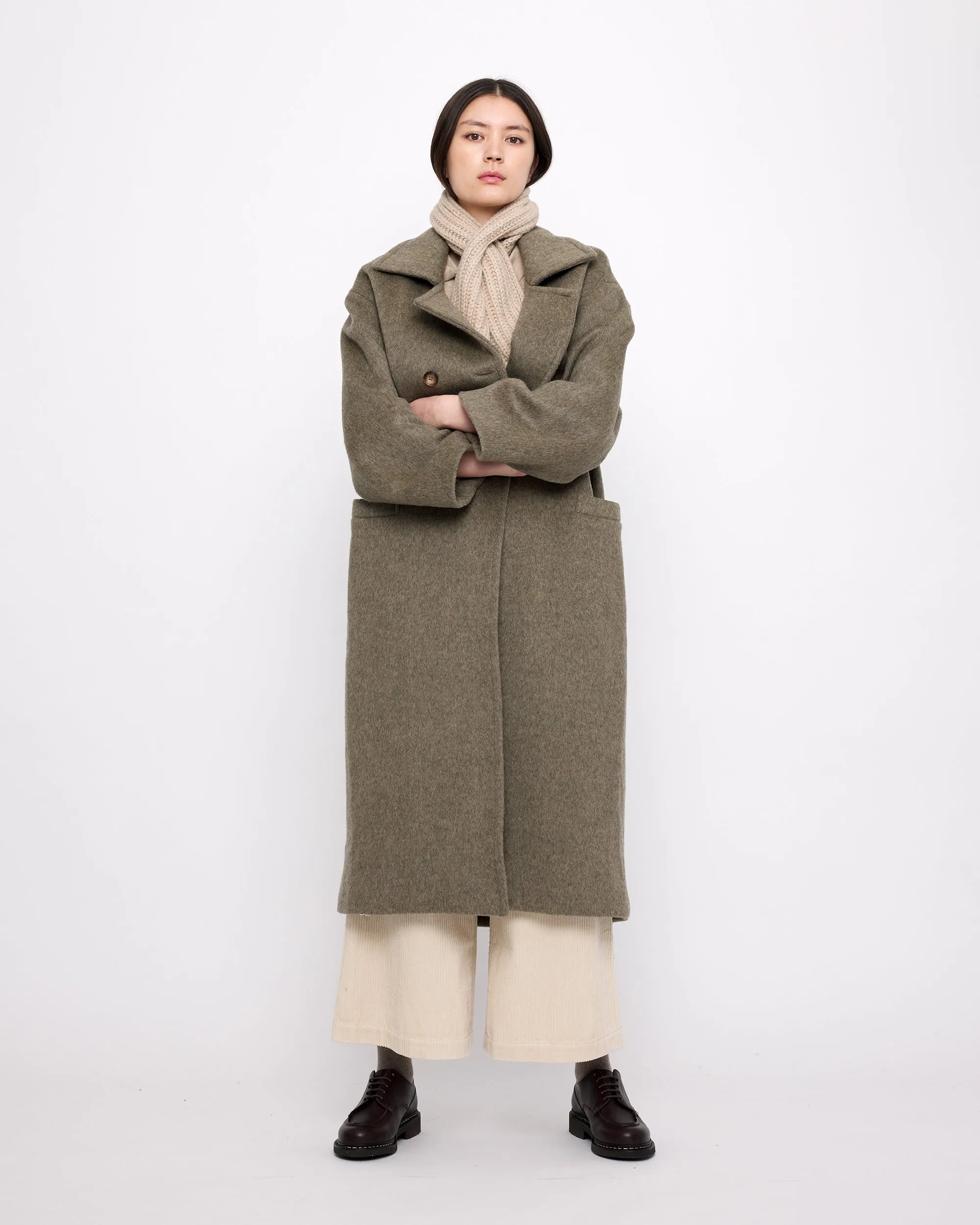 Long Wool Peacoat - FW24 - Olive Gray