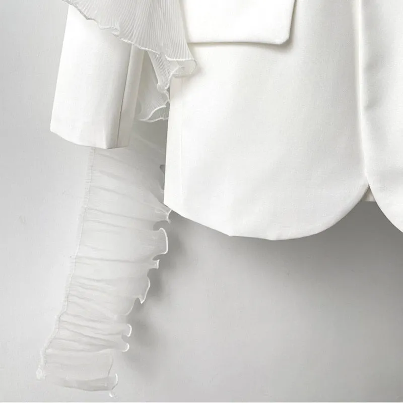 Luxe Asymmetric Oversized Ruffle Blazer Coat