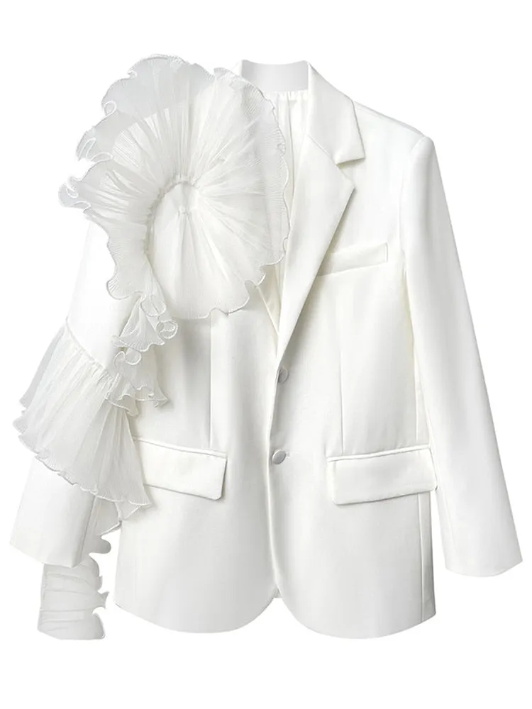 Luxe Asymmetric Oversized Ruffle Blazer Coat