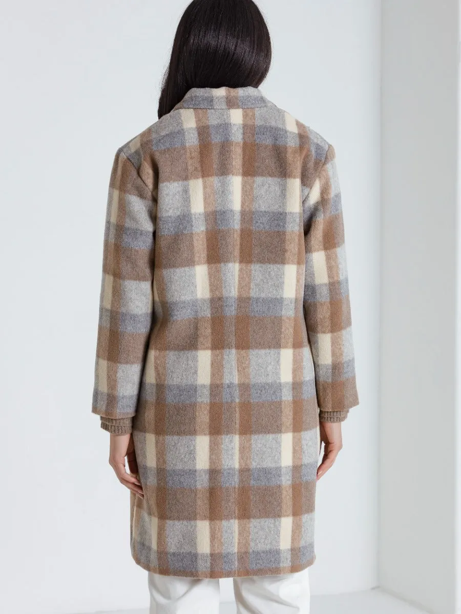 Marco Polo Brushed Stripe Coat - Rich Stripe