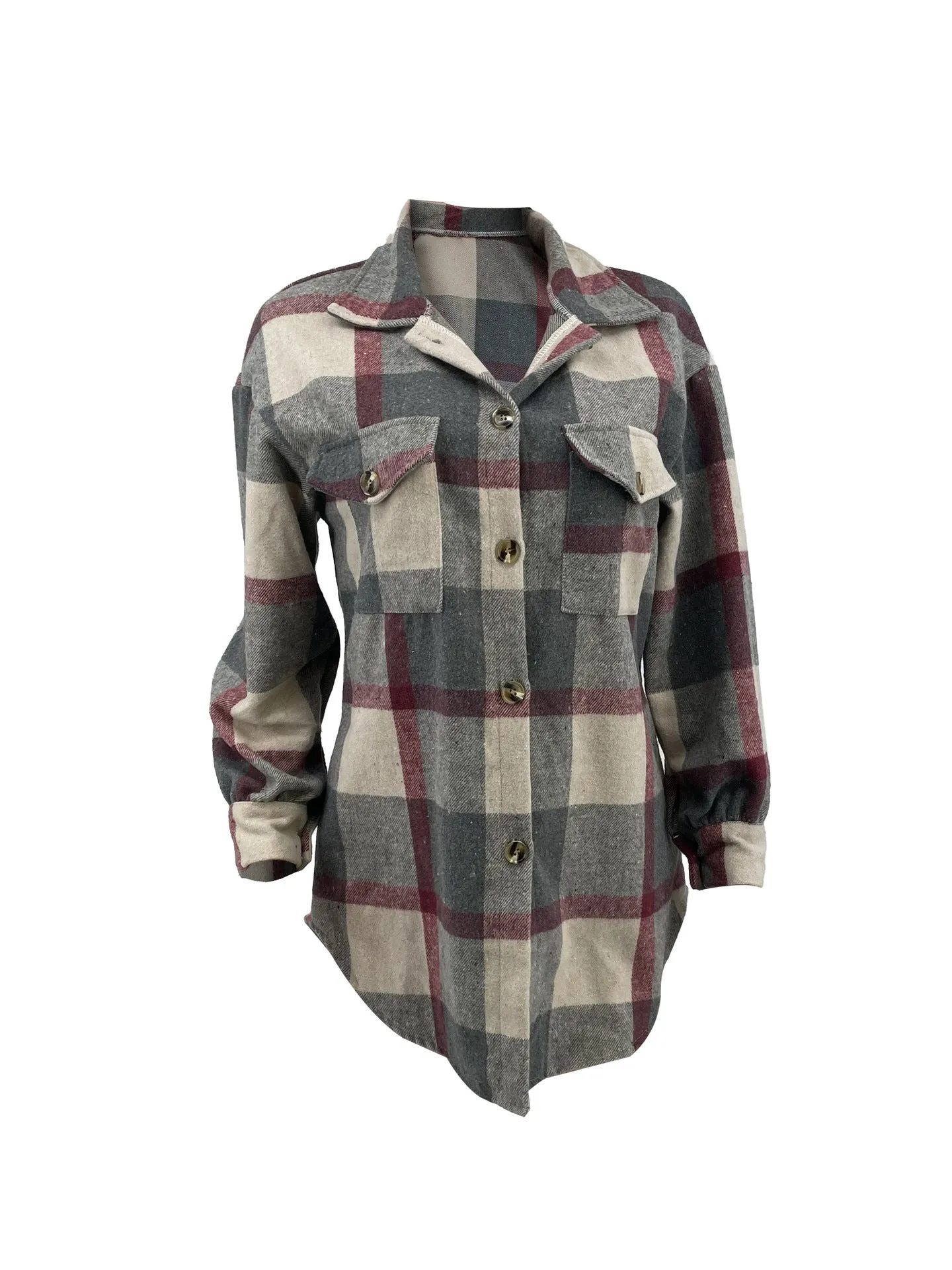 MB FASHION LONG SLEEVE FLANNEL BUTTON UP COAT 370LY