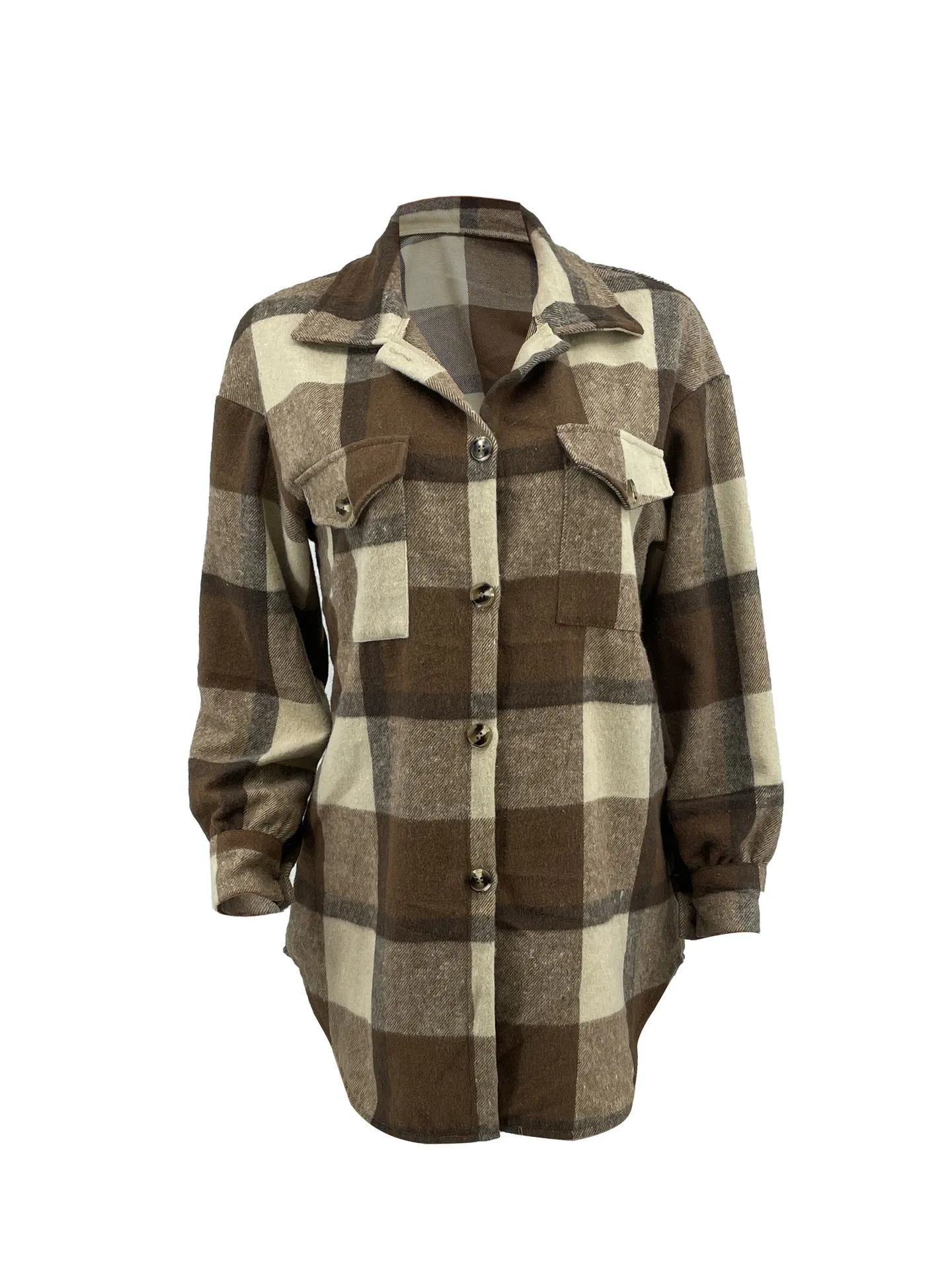 MB FASHION LONG SLEEVE FLANNEL BUTTON UP COAT 370LY