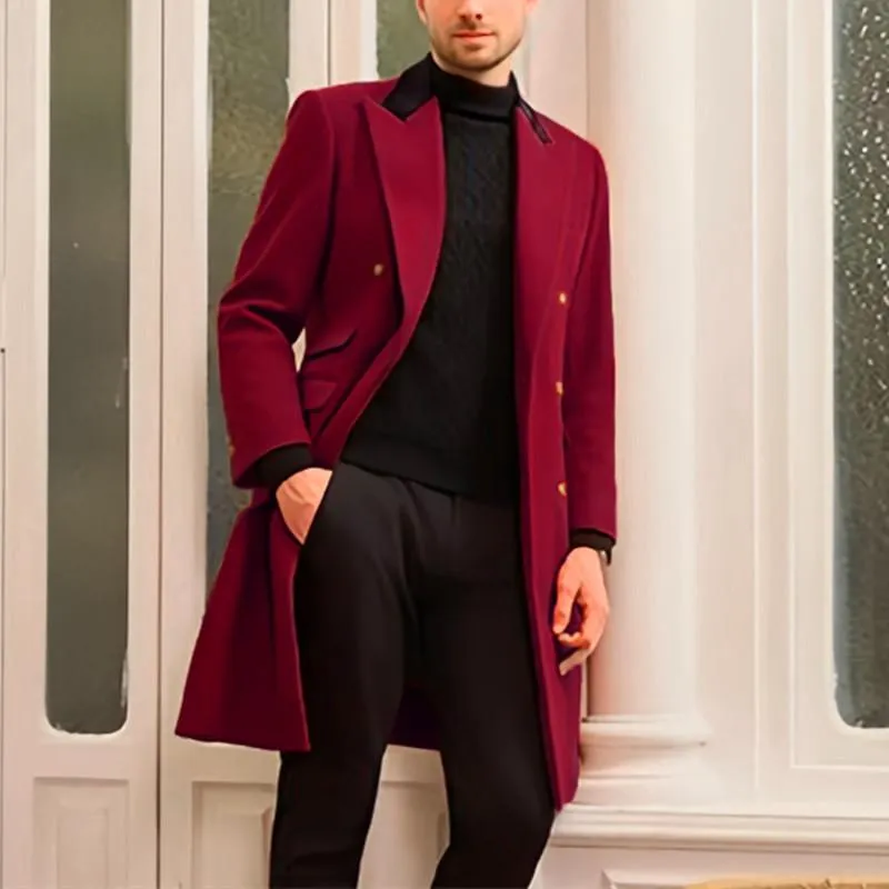 Men's Casual Colorblock Mid-length Coat 47309055X