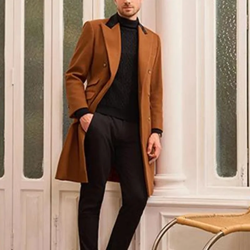 Men's Casual Colorblock Mid-length Coat 47309055X