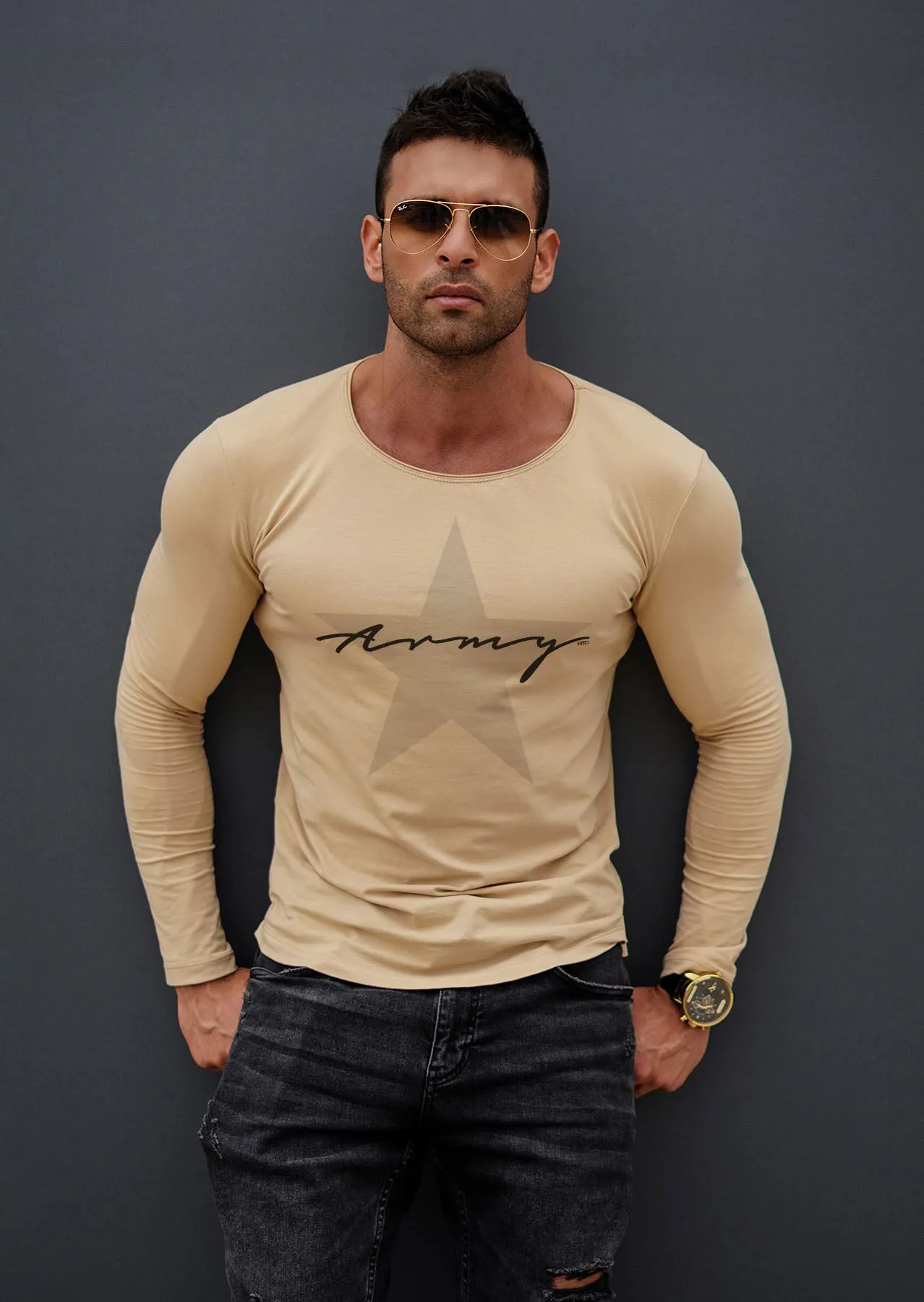 Mens Long Sleeve T-shirt "ARMY" MD1000