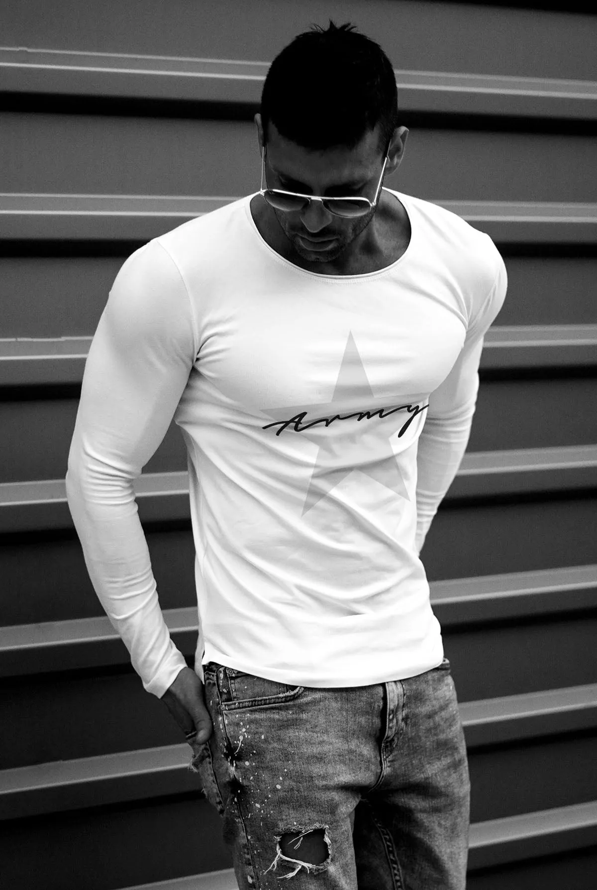 Mens Long Sleeve T-shirt "ARMY" MD1000