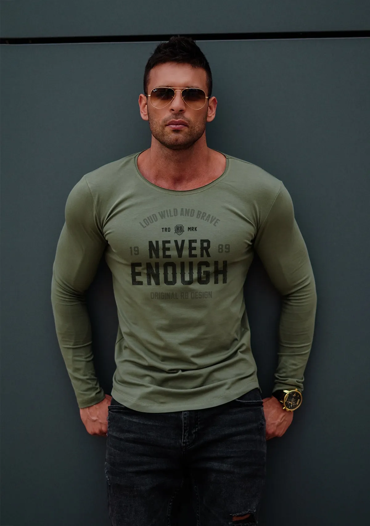 Mens Long Sleeve T-shirt "Never Enough" MD981