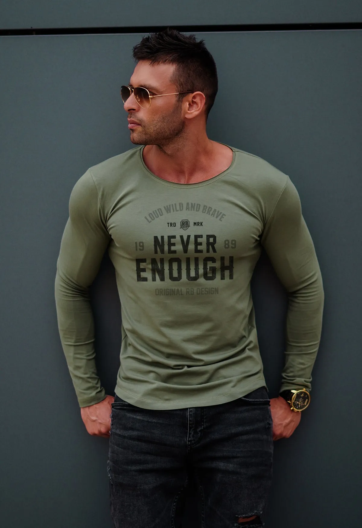 Mens Long Sleeve T-shirt "Never Enough" MD981