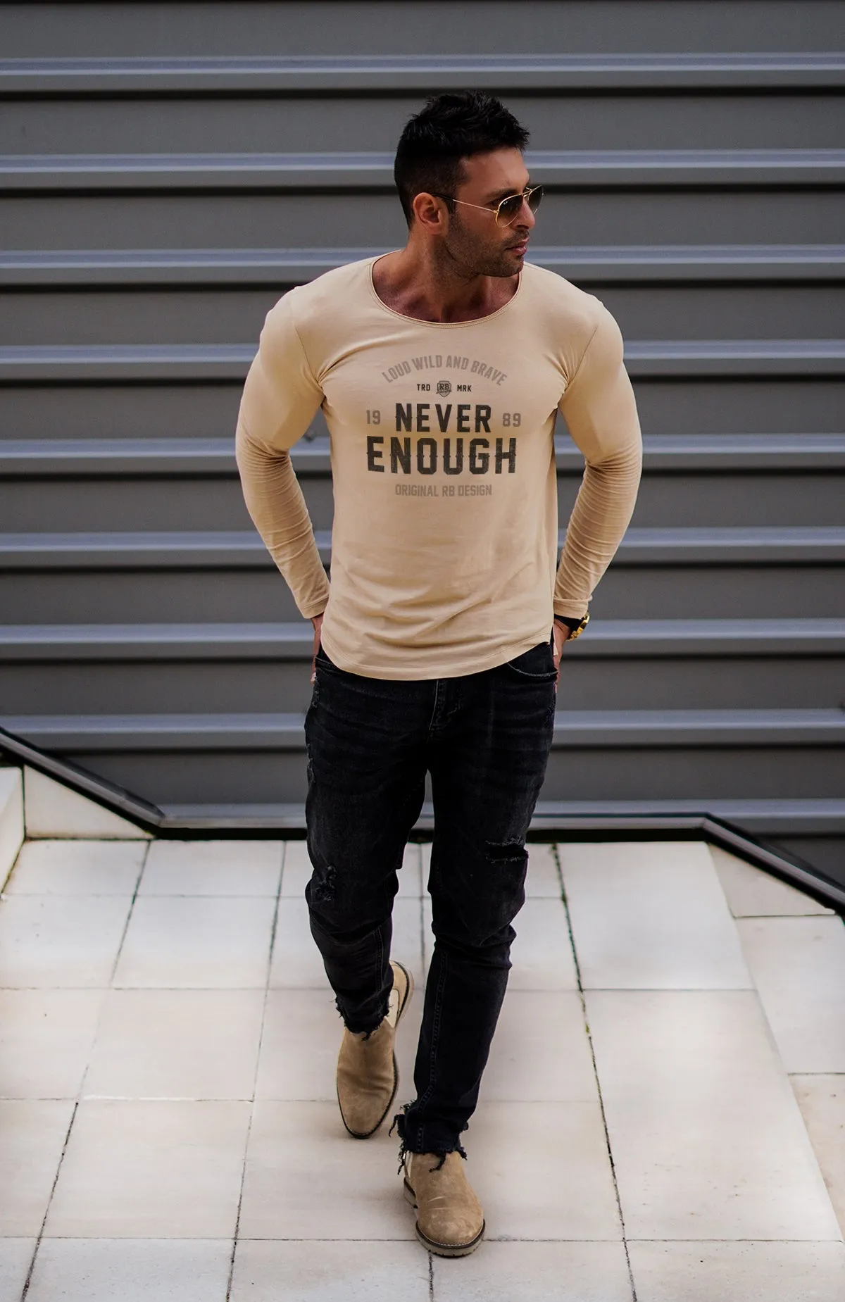 Mens Long Sleeve T-shirt "Never Enough" MD981