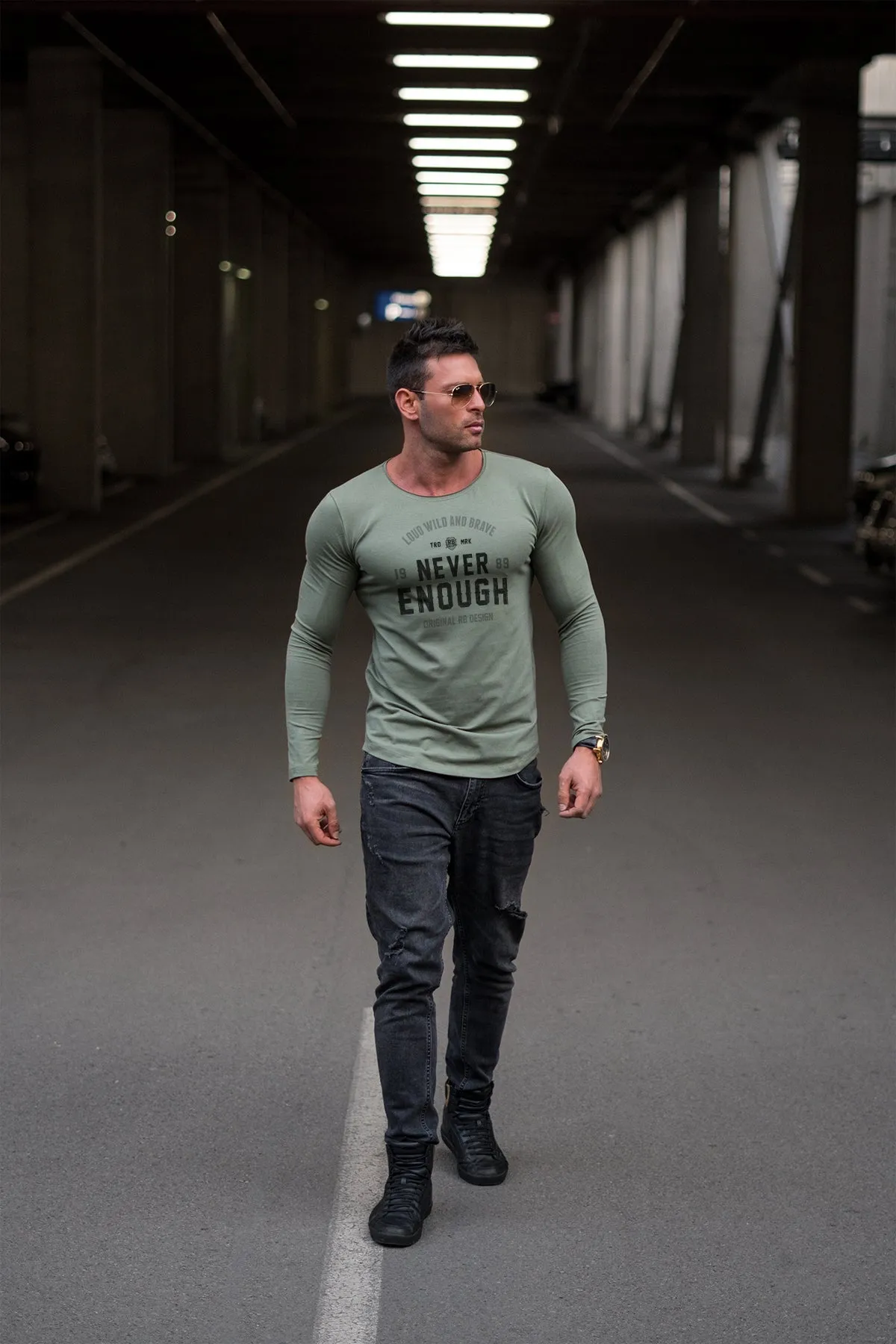 Mens Long Sleeve T-shirt "Never Enough" MD981