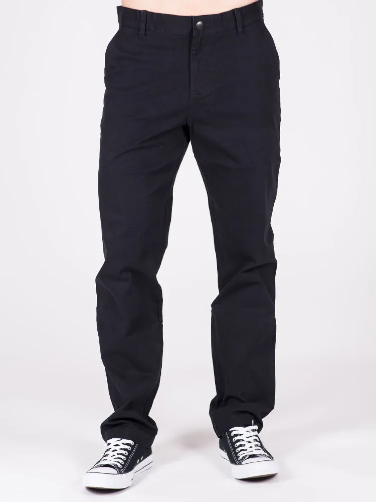 MENS RELAXED CHINO PANTS - BLACK - CLEARANCE