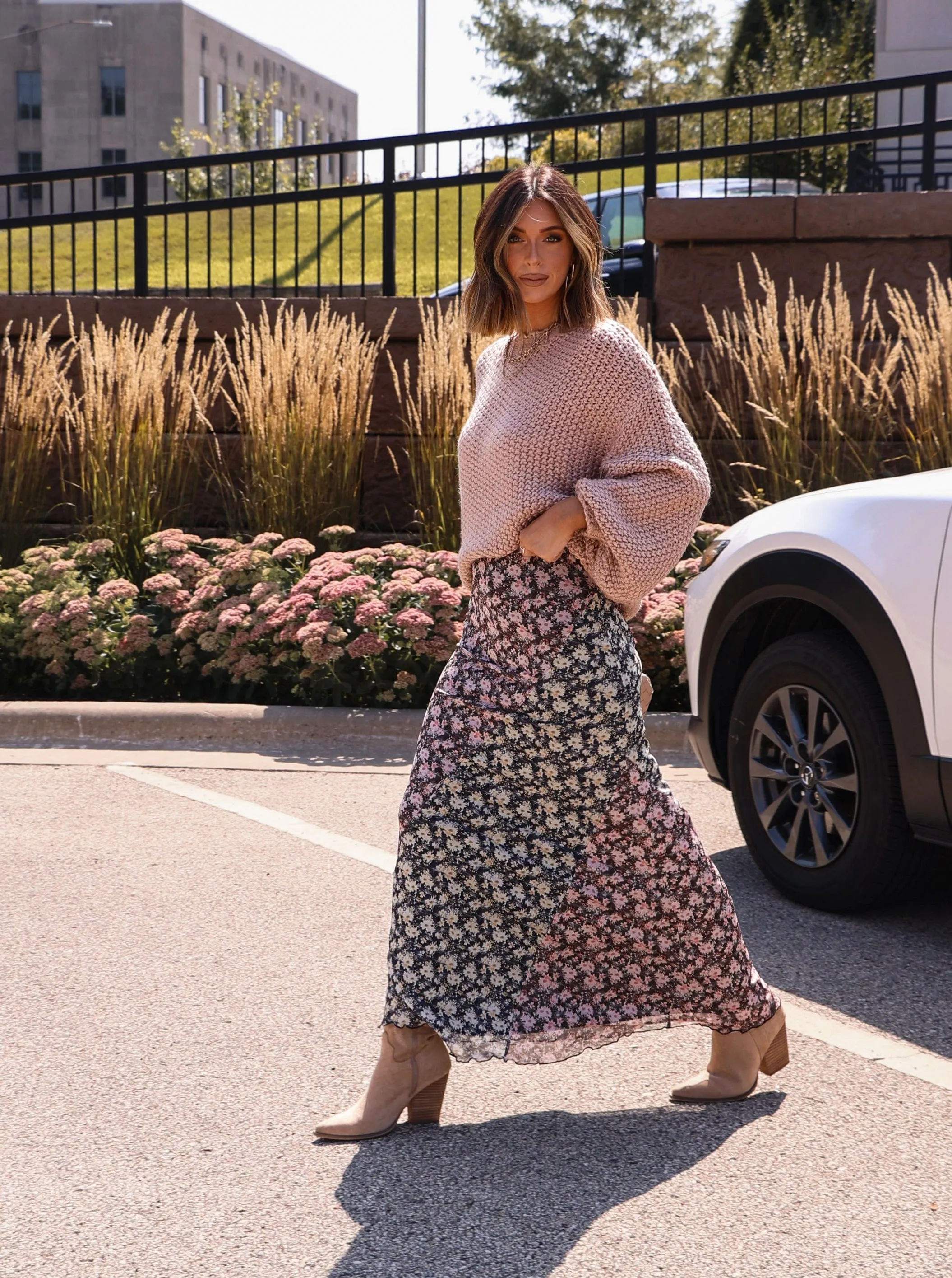 Mixed Floral Maxi Skirt