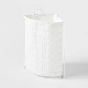 New - Quilted Collapsible Corner Hamper White - Pillowfort