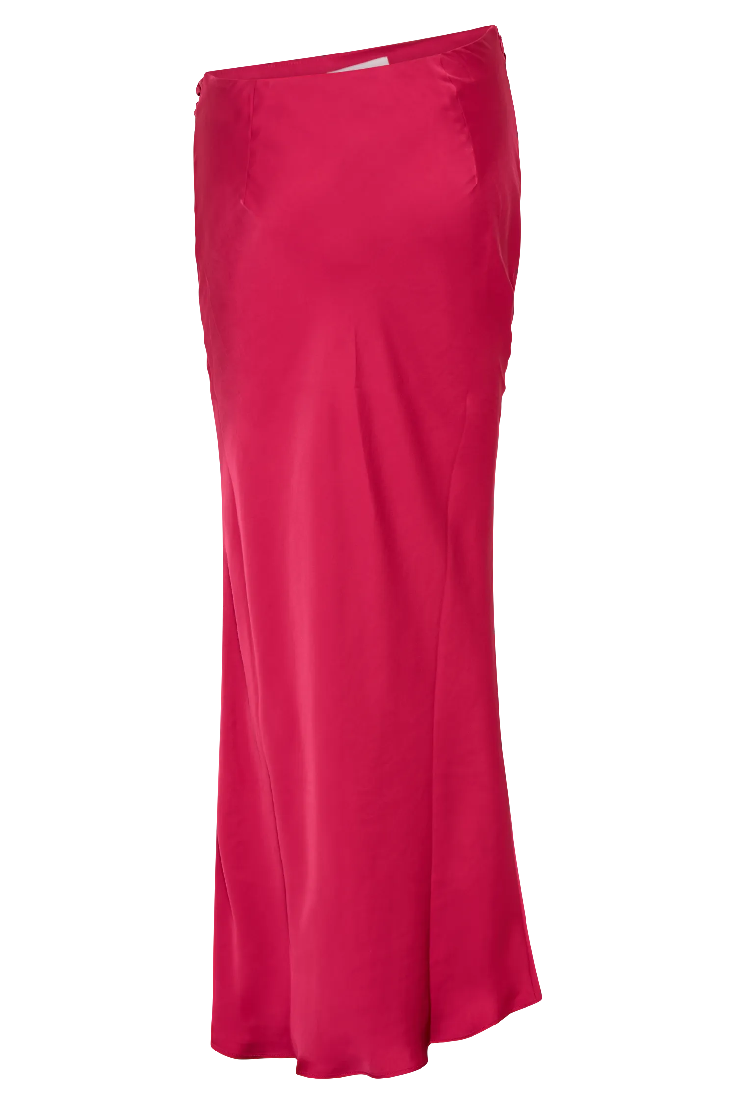 Nicola Satin Asymmetric Maxi Skirt - Pink Cherry