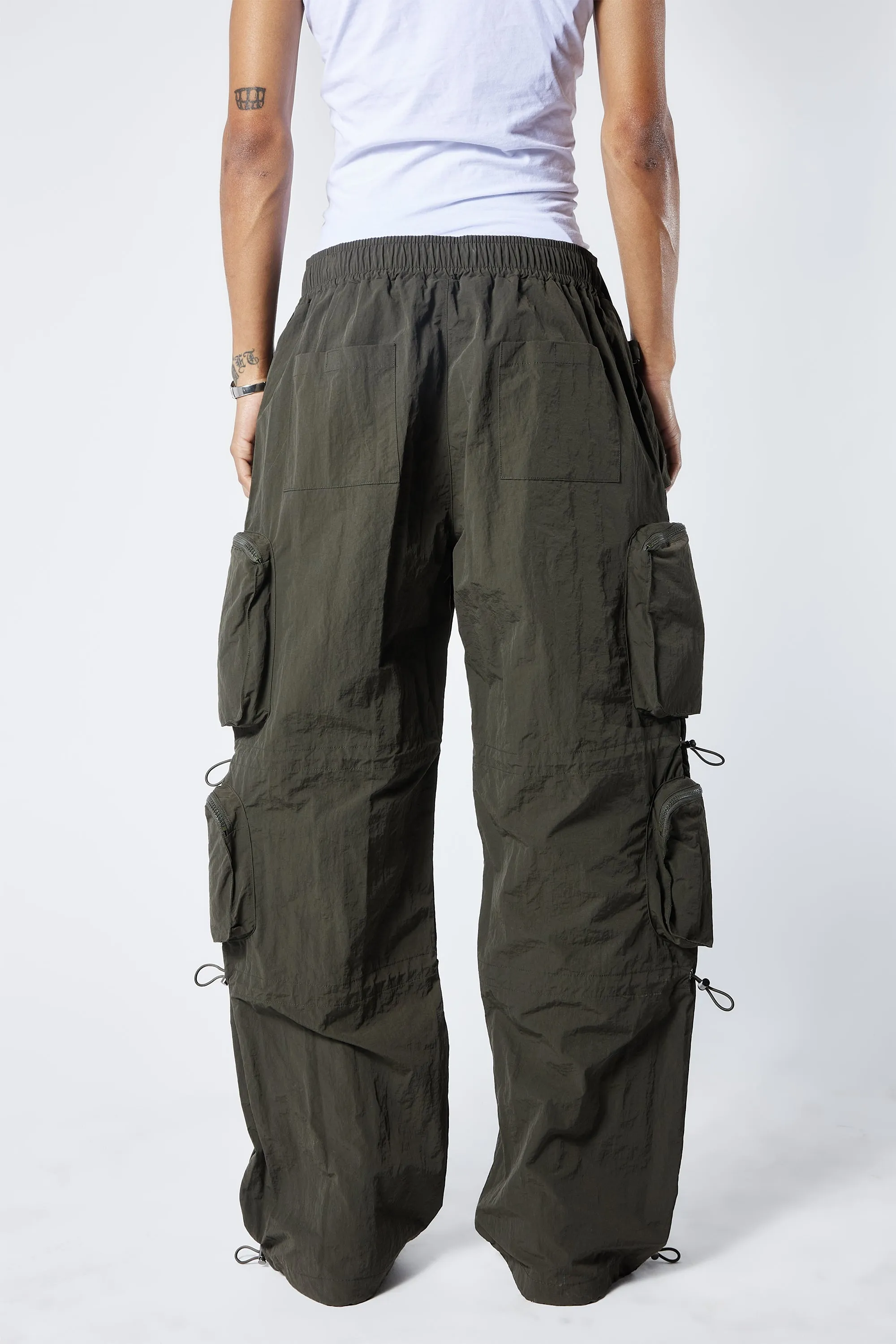 Nylon Parachute Pants- BROWN