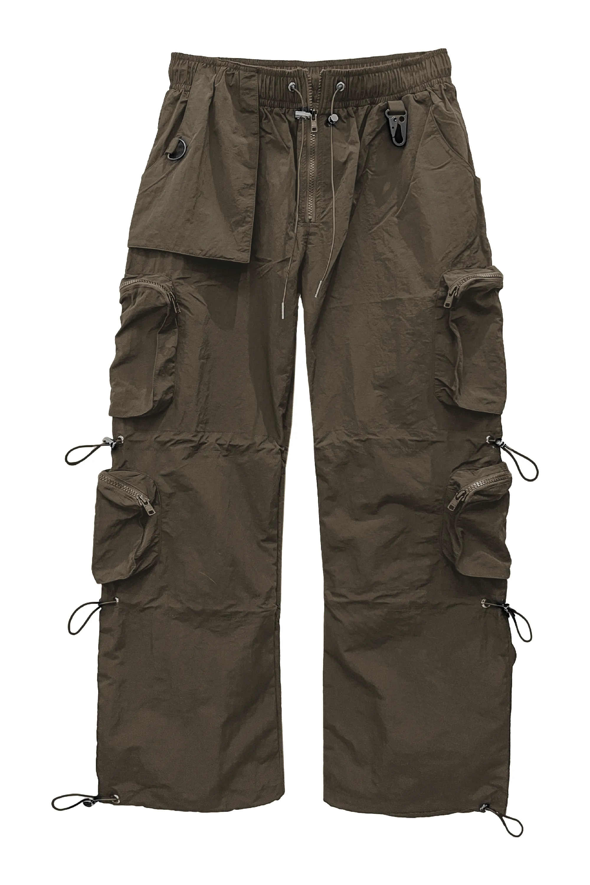 Nylon Parachute Pants- BROWN