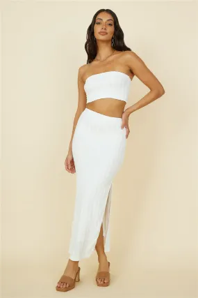 Poolside Adventure Maxi Skirt White