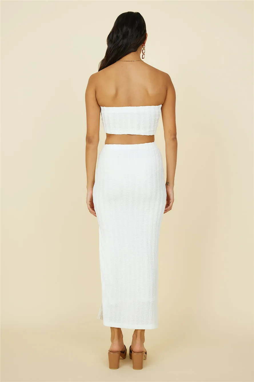 Poolside Adventure Maxi Skirt White