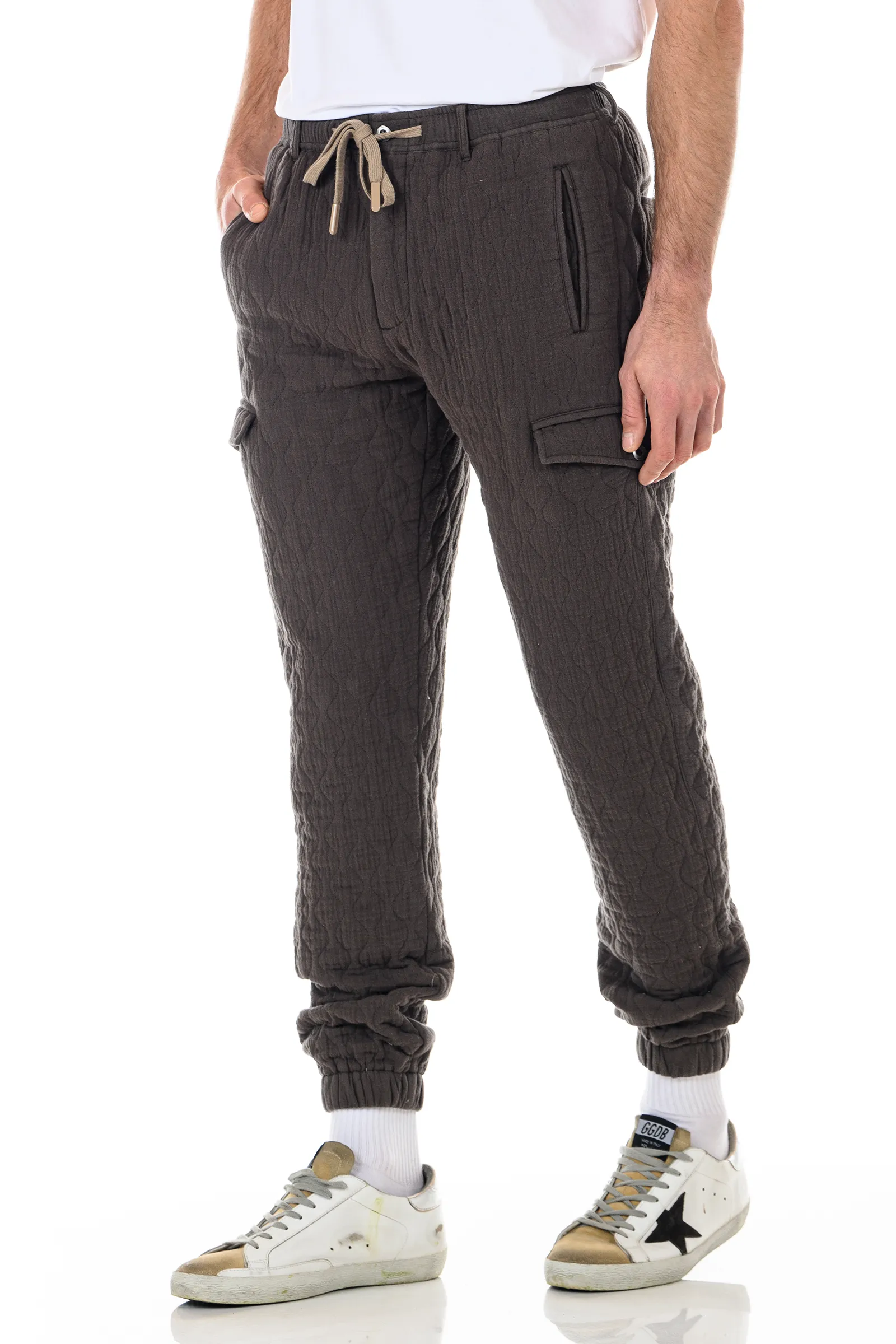 Quilted Jogger - Washed Black