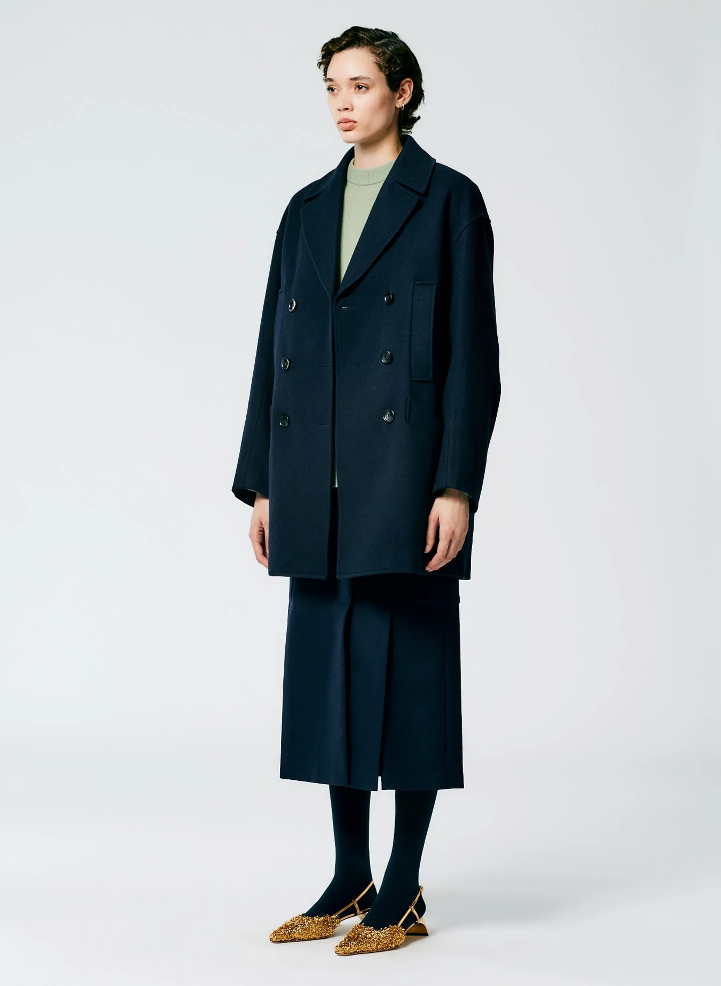 Recycled Felted Wool Peacoat