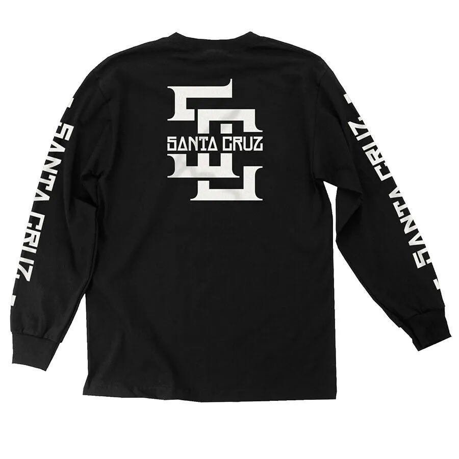 Santa Cruz Men's Edge Block L/S Regular Black T-Shirt