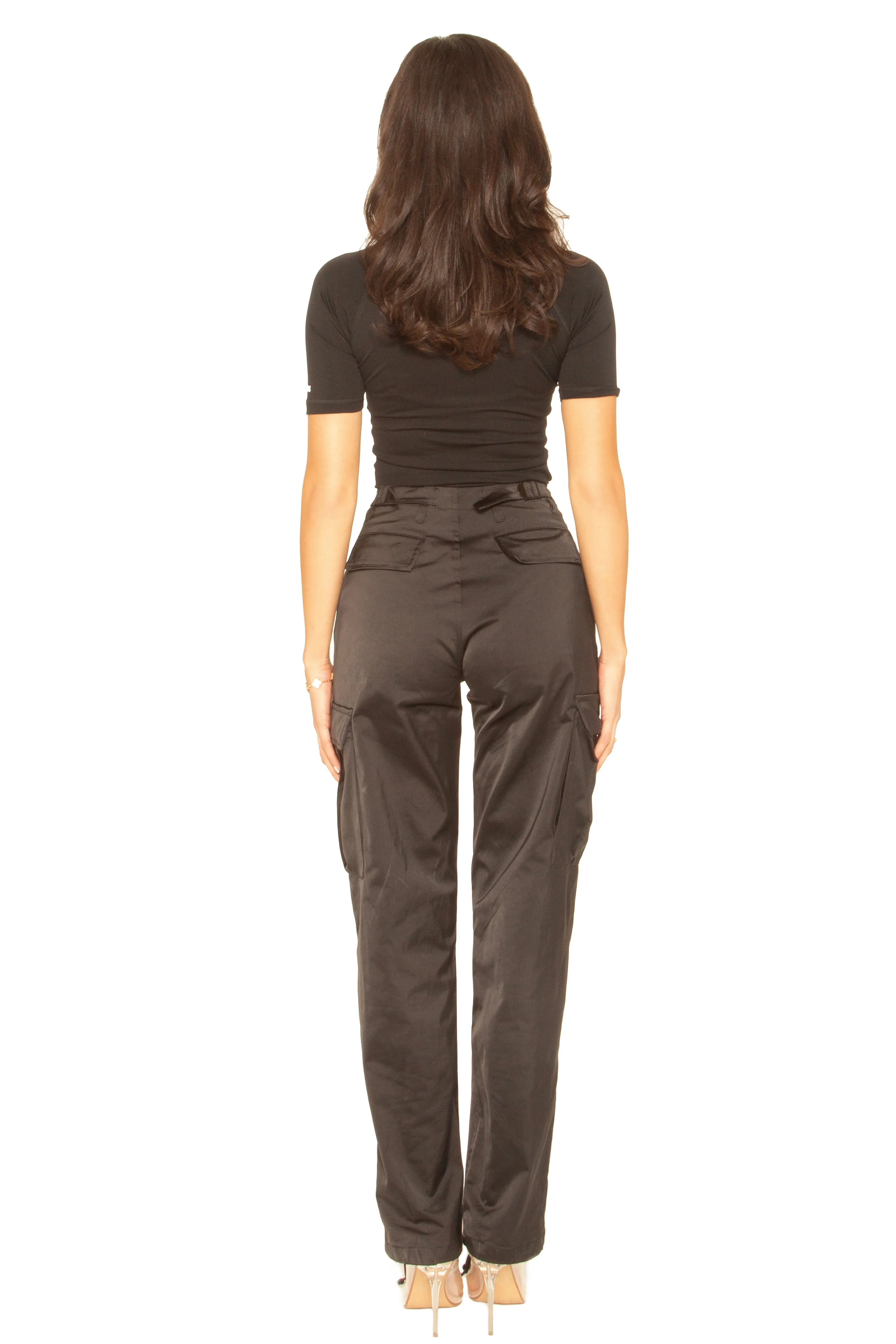 Satin Cargo Pants