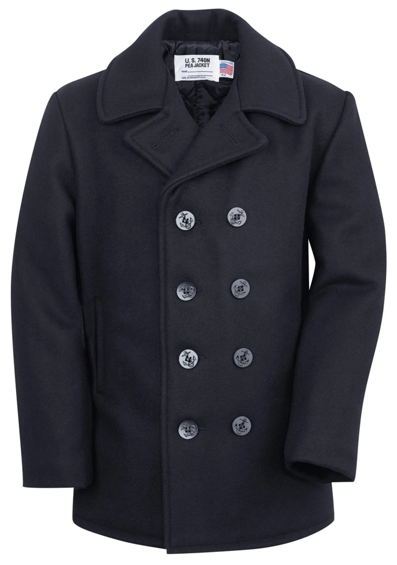 Schott's Classic Melton Wool Navy Pea Coat (740NVY)