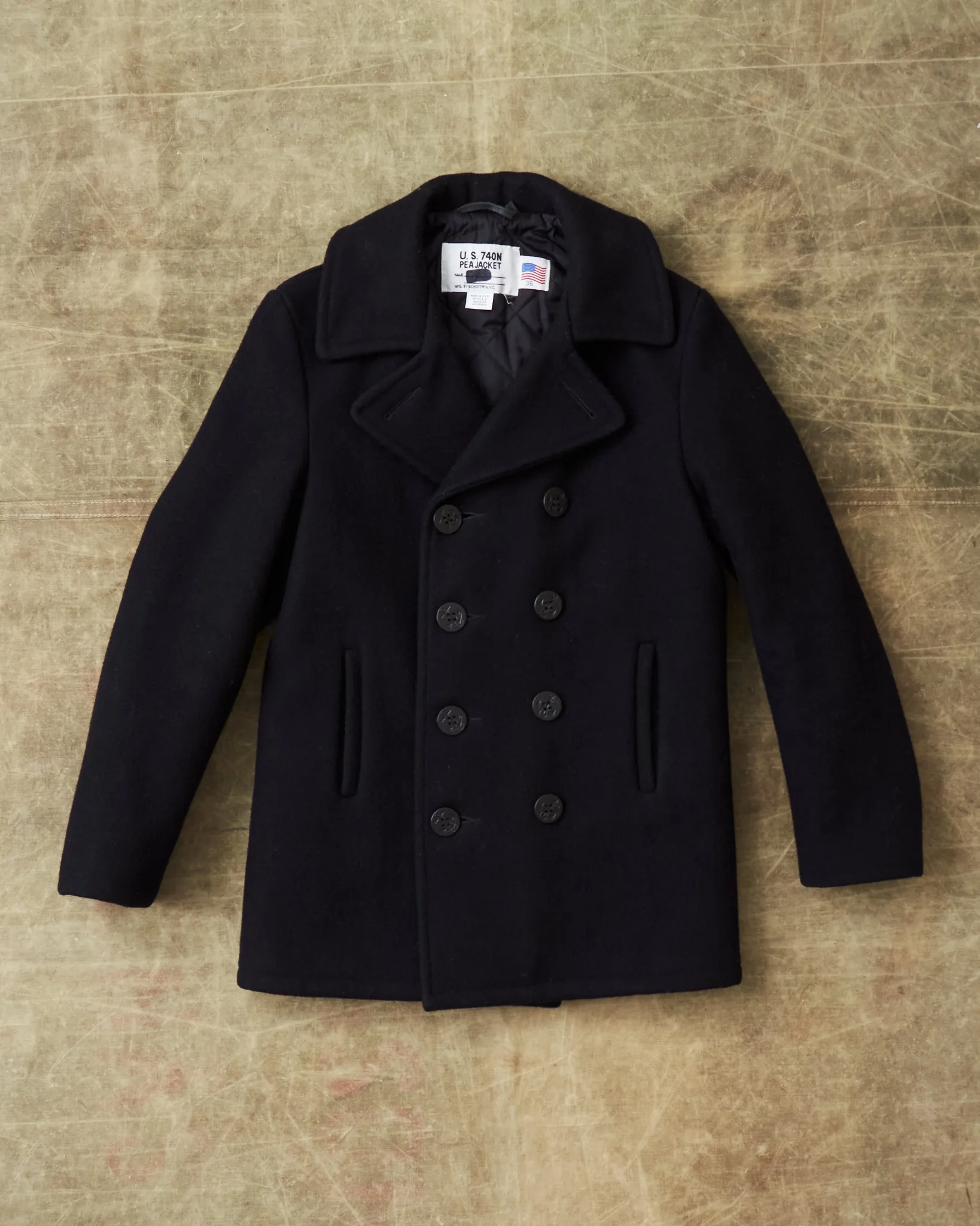 Second Hand Schott USN Wool Pea Coat Size 36