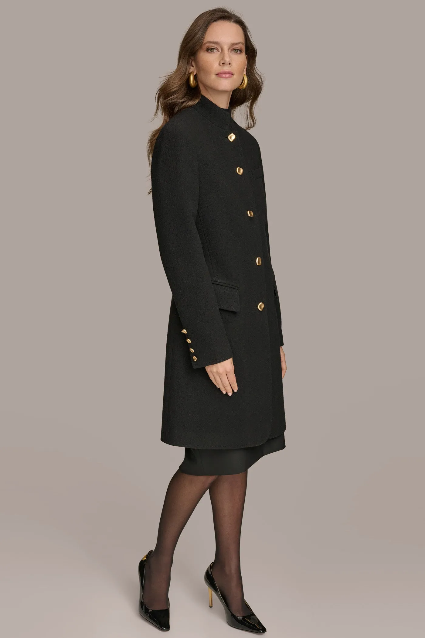 SINGLE BREASTED WOOL BLEND COAT