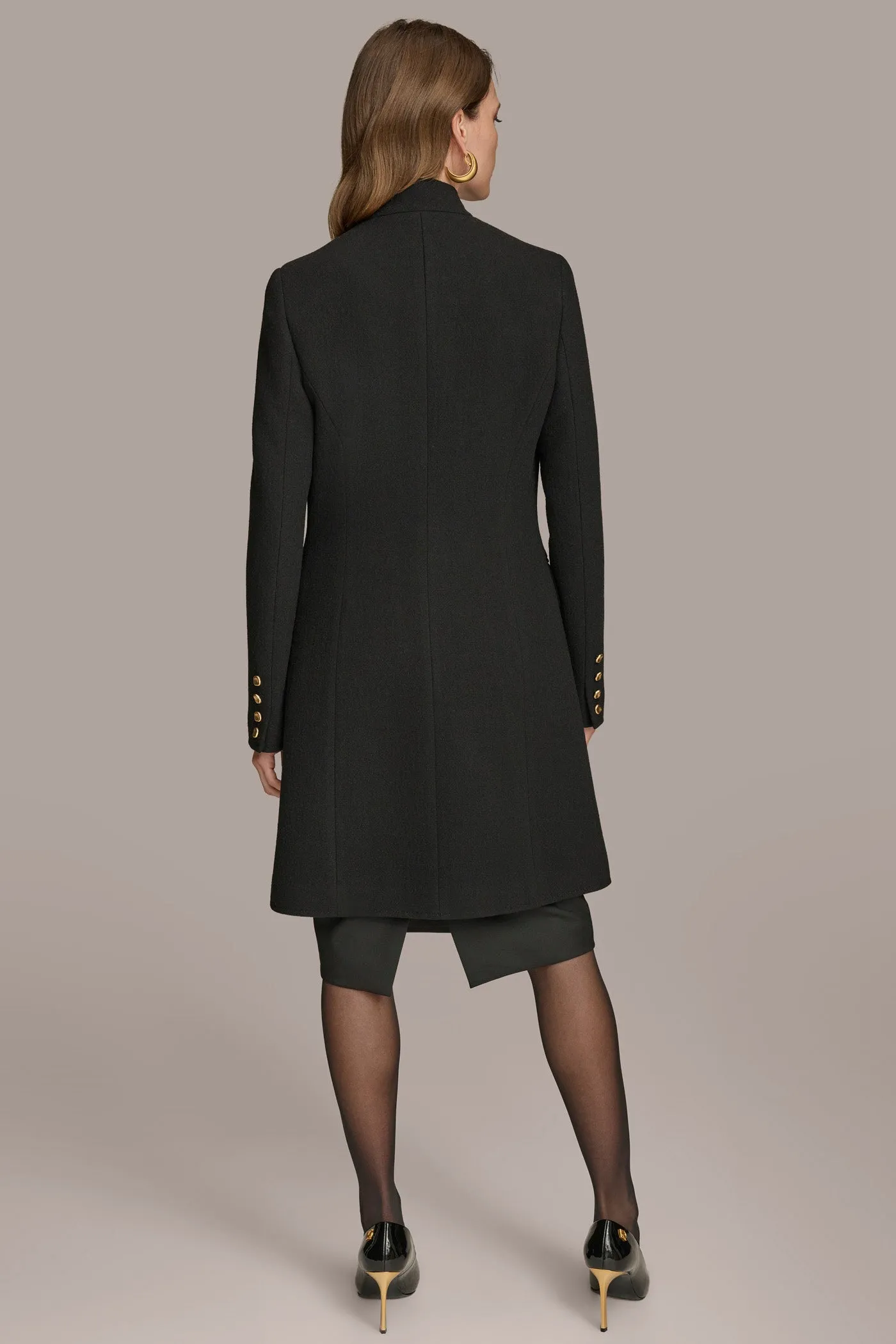 SINGLE BREASTED WOOL BLEND COAT