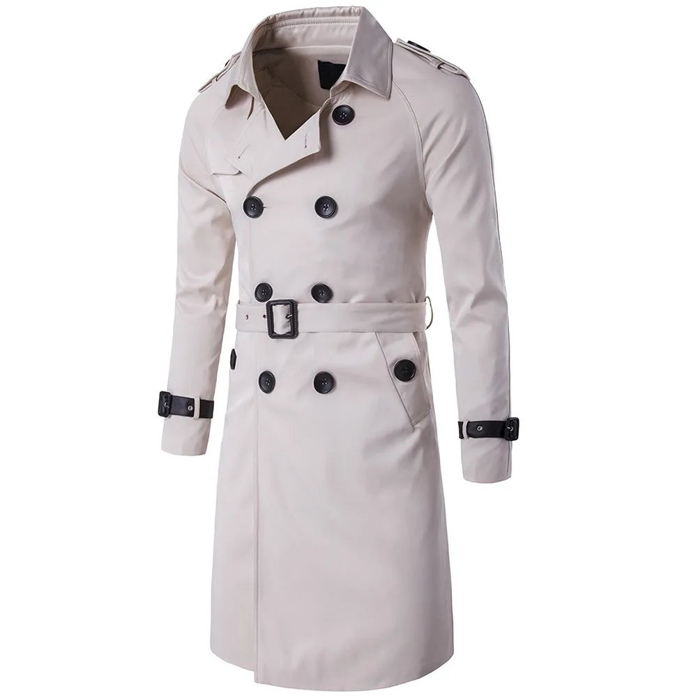 Slim Fit Belted Trench Coat Beige