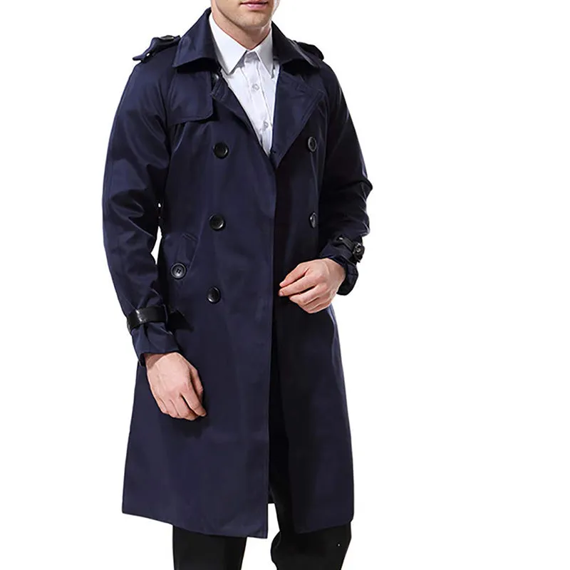 Slim Fit Belted Trench Coat Navy