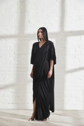 Star Sari with V-Neck Muscle Tee and Wave Cape