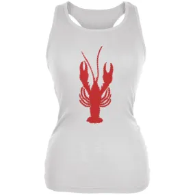 Summer - Lobster Faux Stitched White Juniors Soft Tank Top