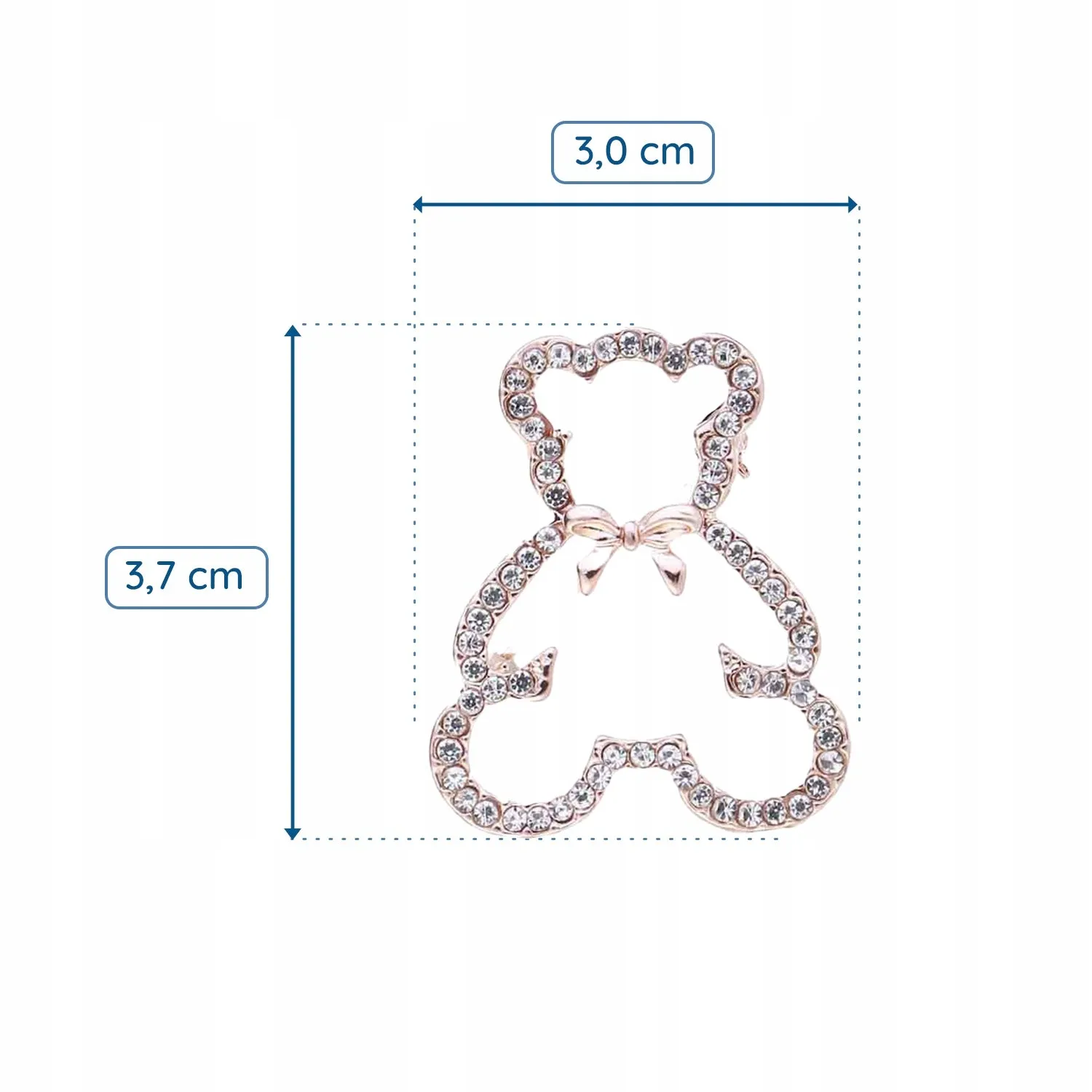 Teddy bear with a bow - rose gold brooch