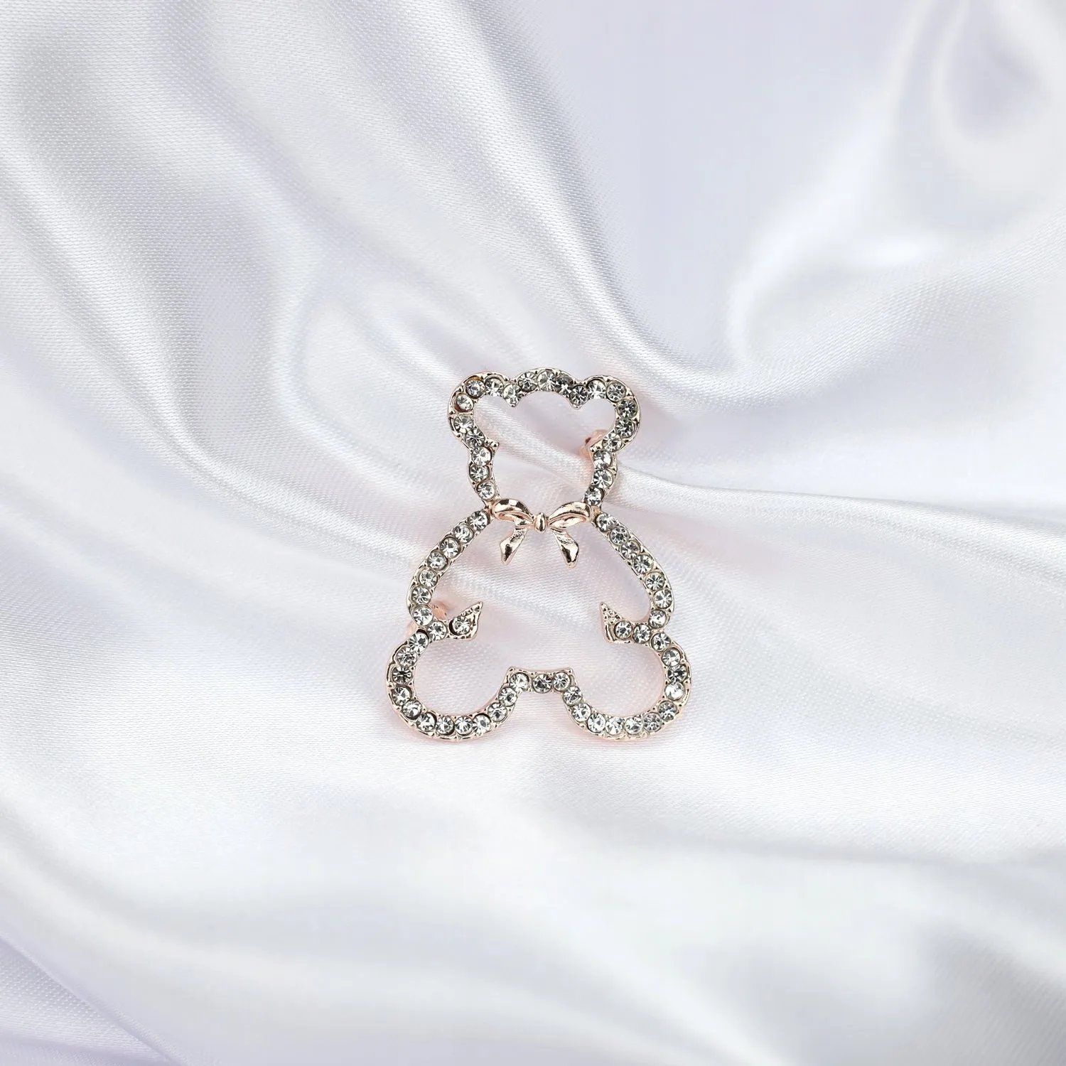 Teddy bear with a bow - rose gold brooch