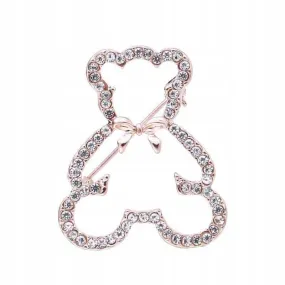 Teddy bear with a bow - rose gold brooch