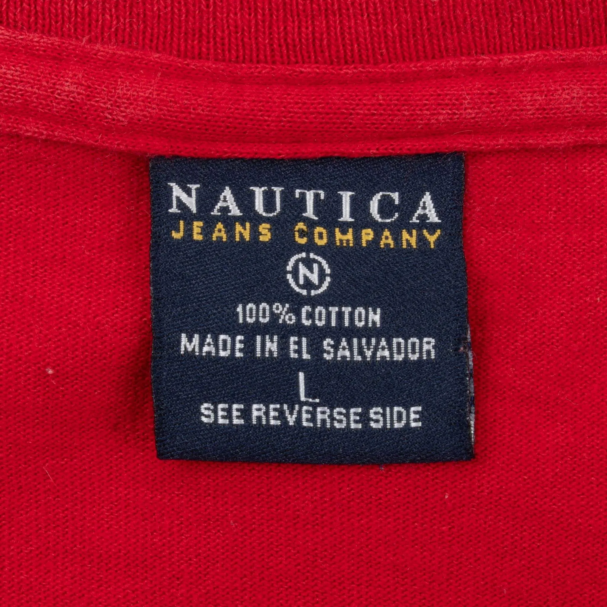 VINTAGE NAUTICA JEANS RED LONG SLEEVE TEE SHIRT 2000S LARGE