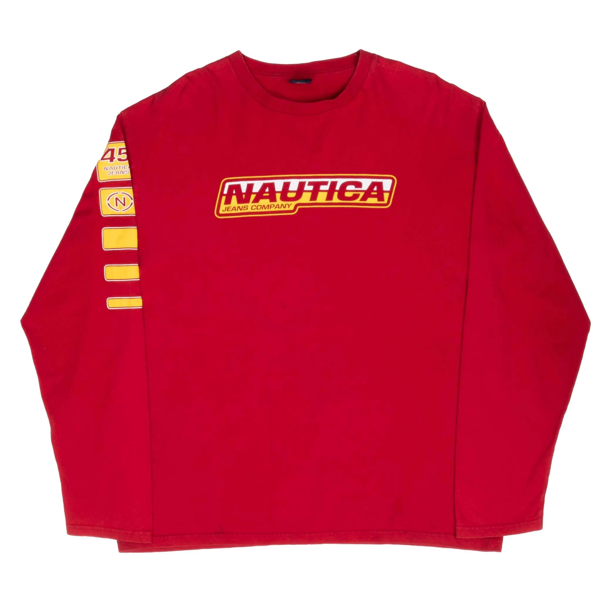 VINTAGE NAUTICA JEANS RED LONG SLEEVE TEE SHIRT 2000S LARGE