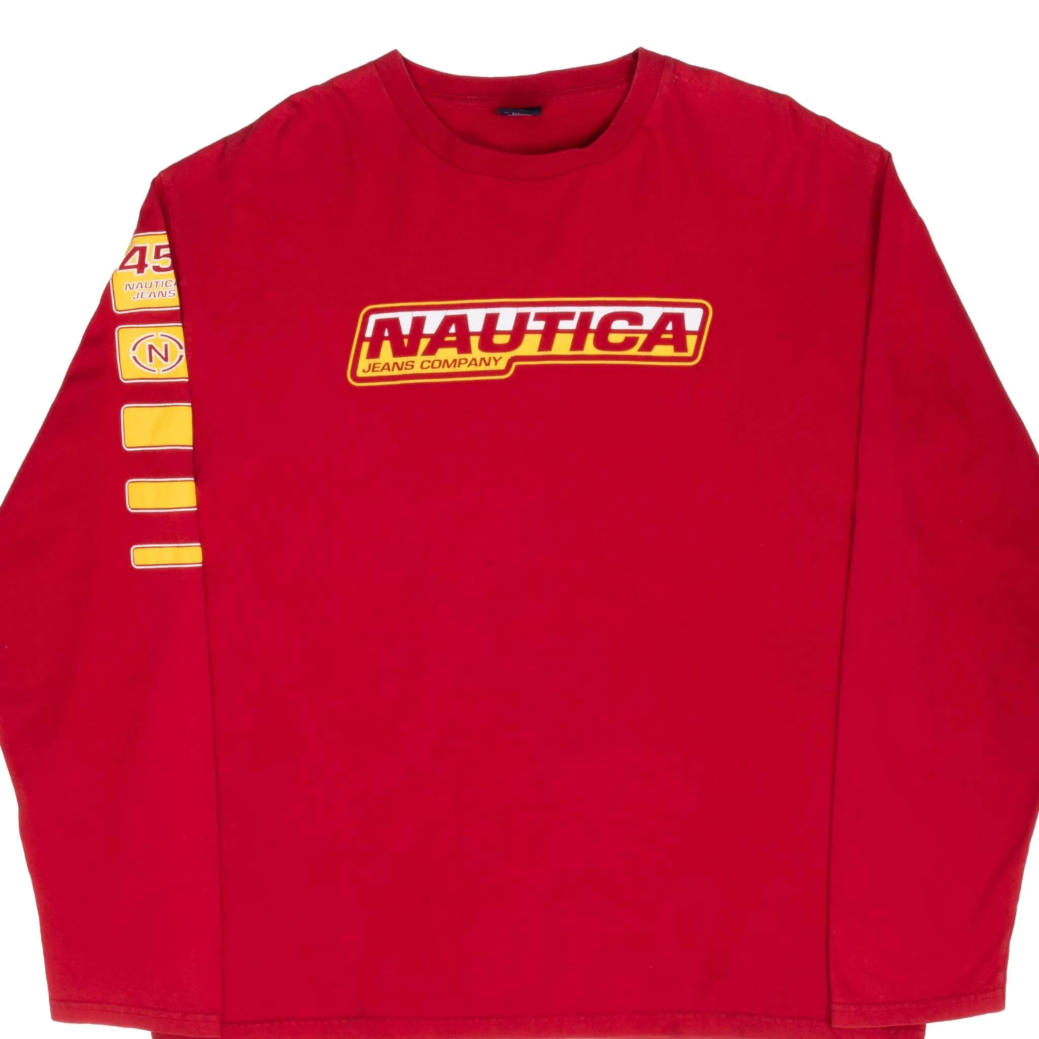 VINTAGE NAUTICA JEANS RED LONG SLEEVE TEE SHIRT 2000S LARGE