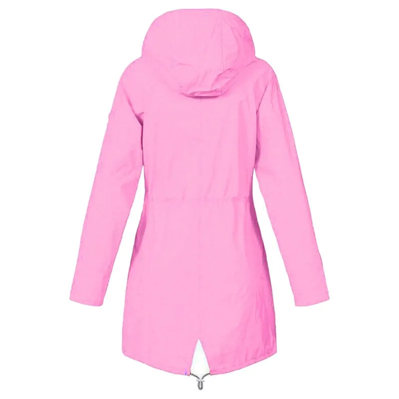 Women Windproof Long Hooded Jackets